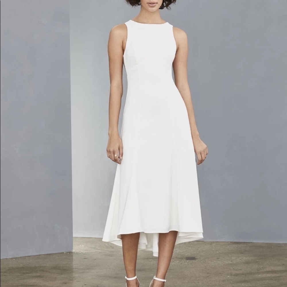 Amsale Crepe Flared Dress (white ivory, size 4)